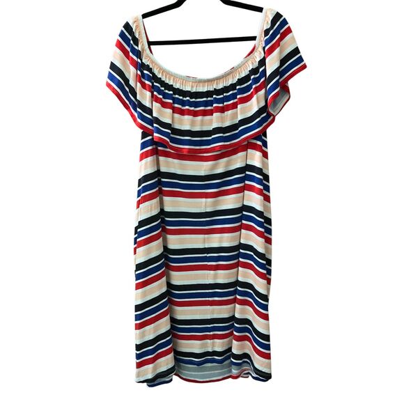 Lane Bryant colorful striped sleeveless mini shift dress - Picture 2 of 7